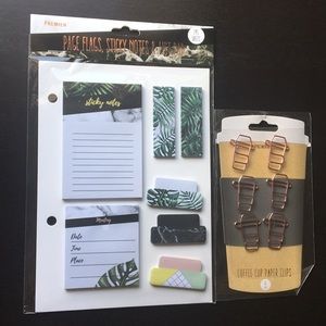 Stationery Set Sticky Notes + Coffee Paper Clips